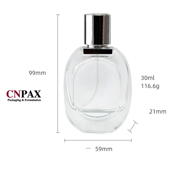 30 ml flat oval glass bottle