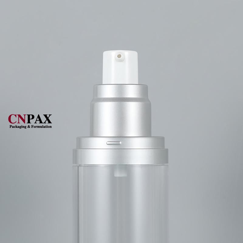 vacuum pump airless bottles matte silver cap