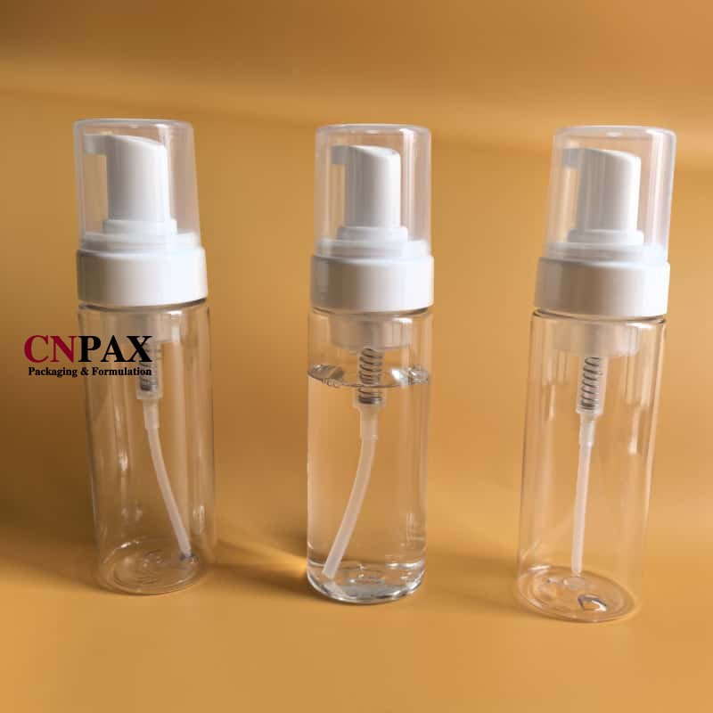 Offre spéciale de l'emballage CNPAX pour 150 ml 5 oz de bouteille de mousse en plastique pour animaux de compagnie avec distributeur de pompes en moussage